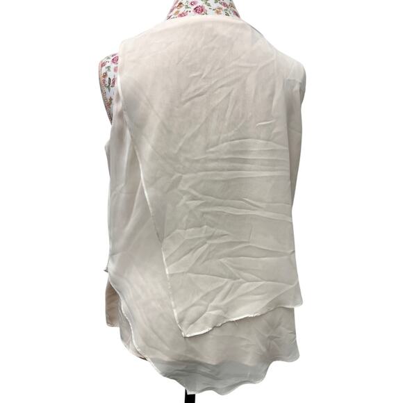 🌸 Calvin Klein Blush Pink Sleeveless Blouse M Layered Chiffon Tank - Picture 2 of 3